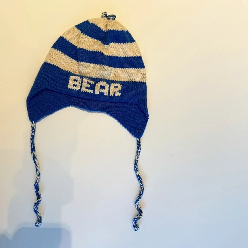 Blue & White Striped Knit Baby Kids Personalized with 